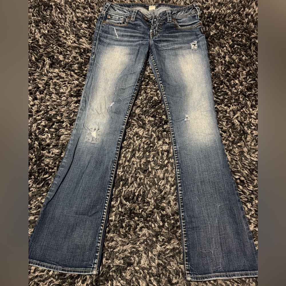 Silver Jeans Boot Cut Distressed Blue Denim